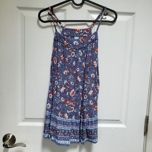 Old Navy Blue Coral Floral Print Swing Adjustable Strap Tank Top Blouse
